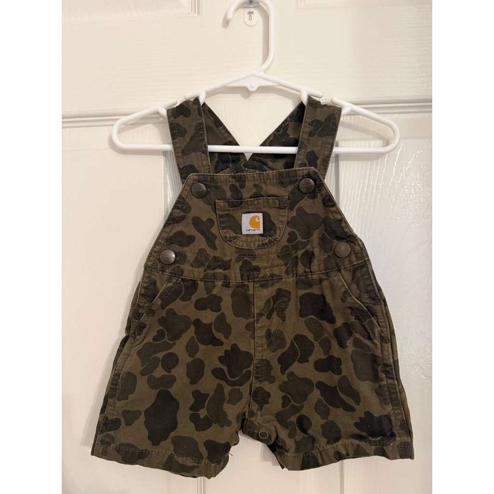 Carhartt Baby Camo Shortalls 6M Brown Duck Camo Bib Overalls Romper